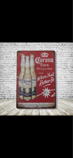 Corona Vintage Style Antique Collectible Tin Metal Sign Wall Decor