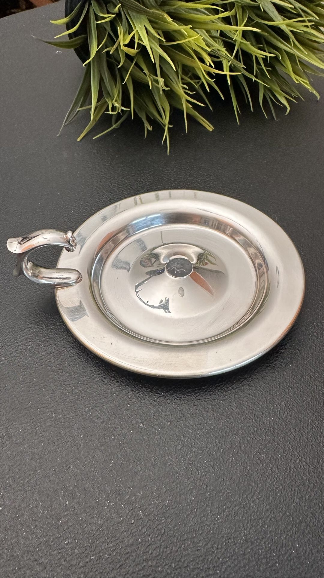 Elegant silver metal candle holder