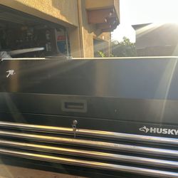 Husky tool box with wood stand