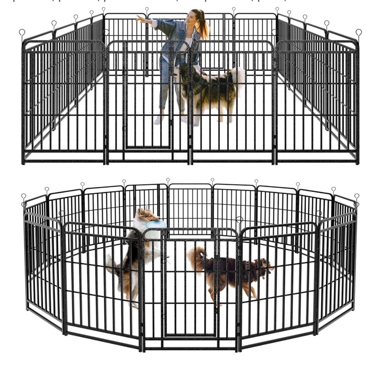 Dog Playpen Outdoor 16 Panels Heavy Duty Dog Fence 40" Height with Thick Pipe Anti-Rust with Doors Portable for RV Camping Yard, Total 36FT, 103 Sq.ft
