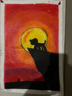 Lion king oil pastel drawing