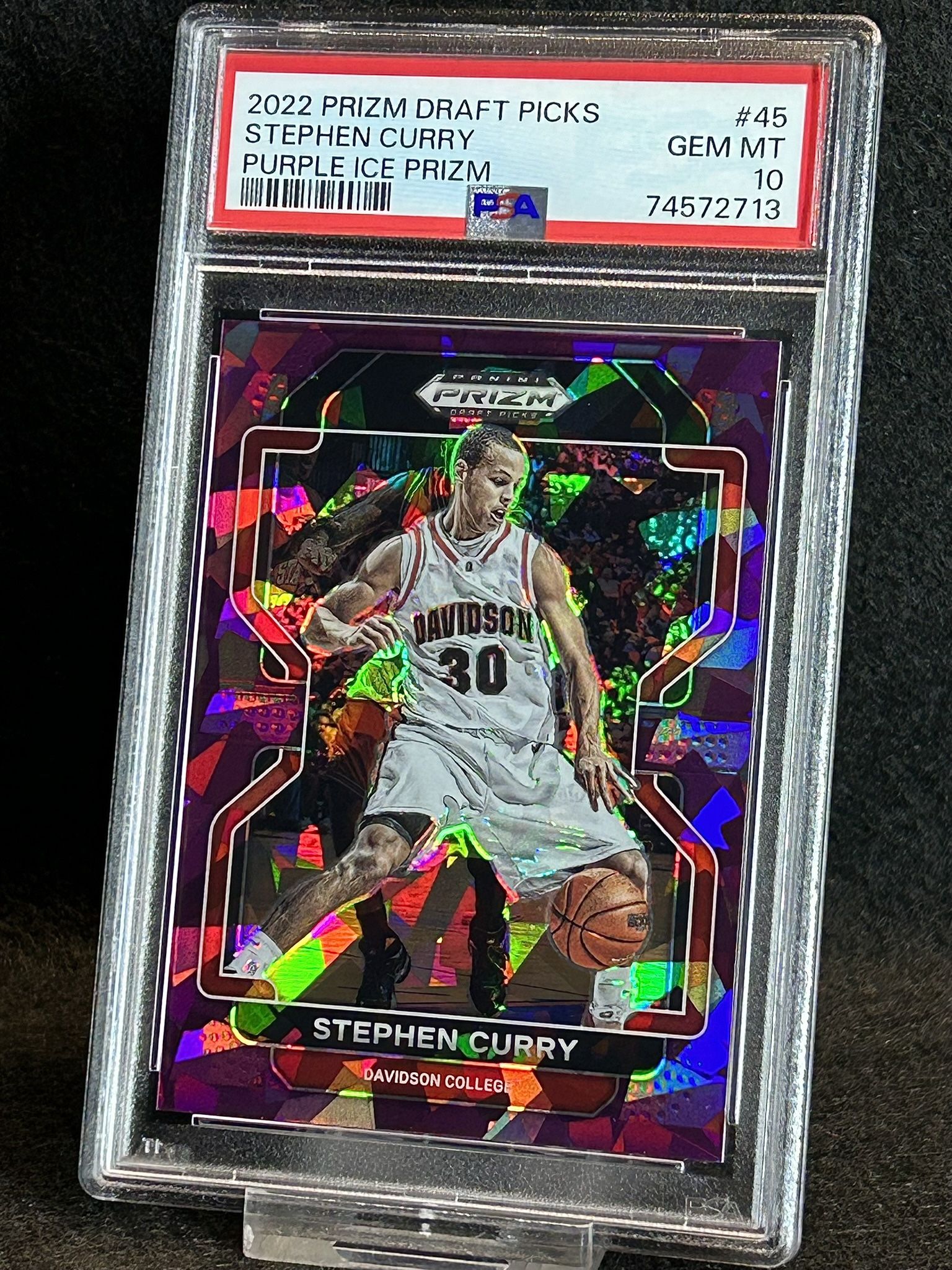 2022 Prizm Draft Picks 💥 Stephen Curry 💥 Purple Ice Prizm 76/149 PSA 10 💎 Mint Pop 1 - Golden State Warriors 
