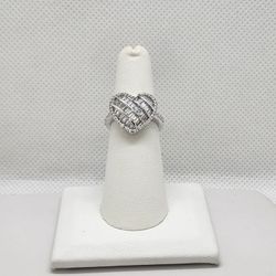Brand New Sterling Silver 925 Heart Gemstones Cz stones Ring