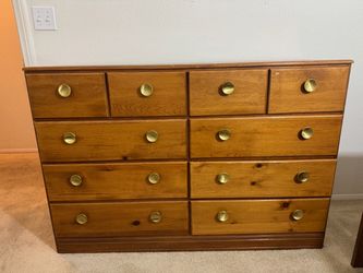 Wood Dresser with Gold Knobs