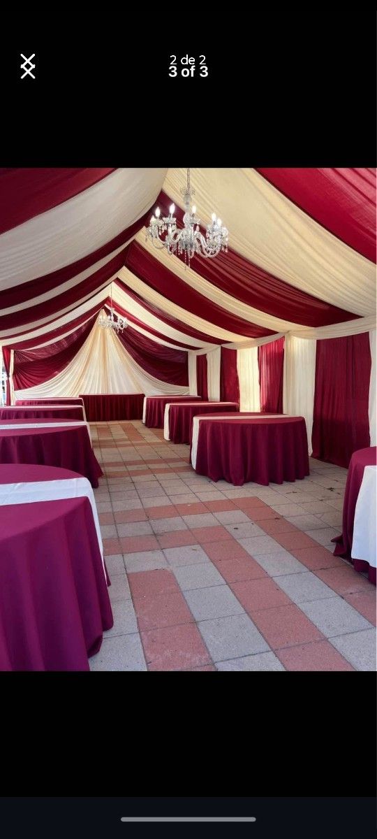 Tablecloth
Tent
Chairs and Tables
Drapping
All for Your event