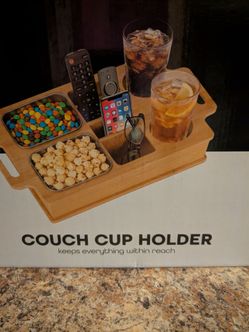 Bamboo Couch Cup Holder Tray