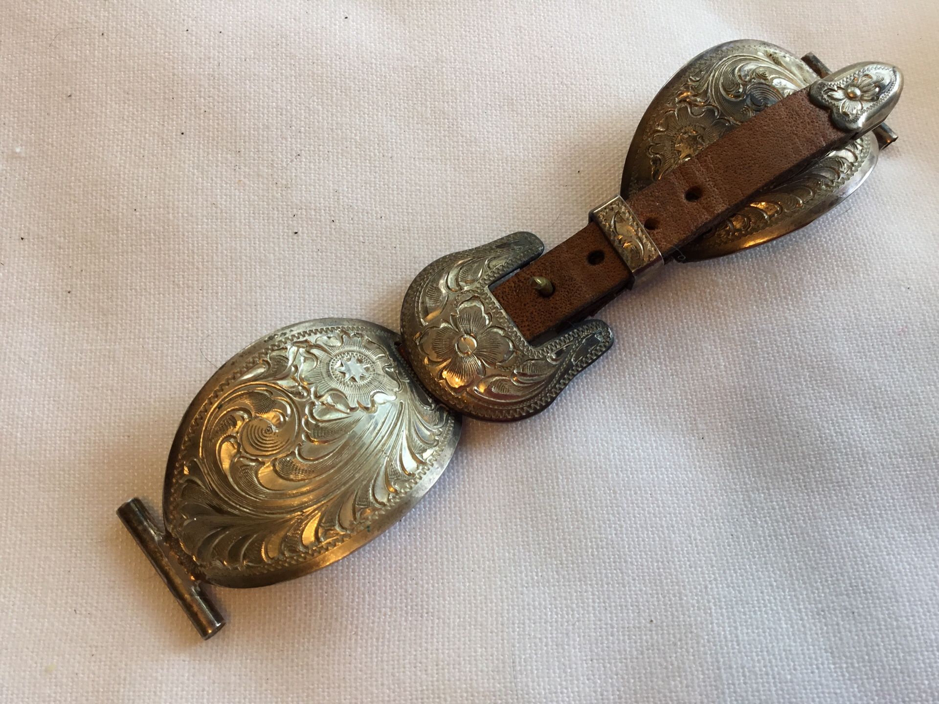 VERY VINTAGE “WAGE” HAND ENGRAVED STERLING SILVER WATCH BAND. GORGEOUS PIECE. NEVER USED. $325.00