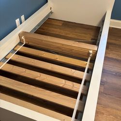 White Twin Bed With Mattress – IKEA MALM (Disassembled) + Mattress Included