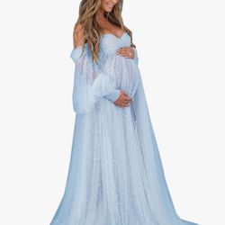 blue Maternity Dress 