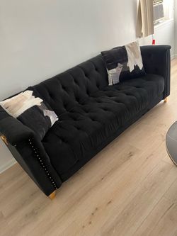 Black Velvet Tufted Chesterfield Sofa