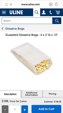 GUSSETTED GLASSINE BAG