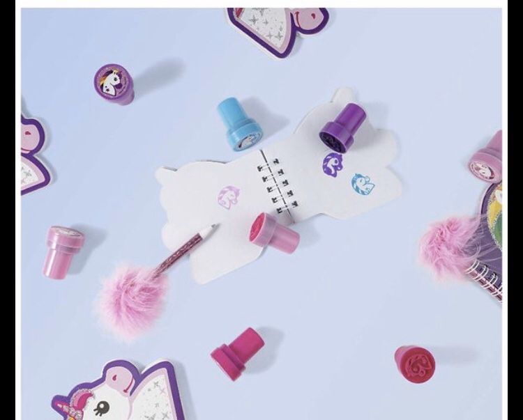 Unicorn mini notebook feather pen stamper