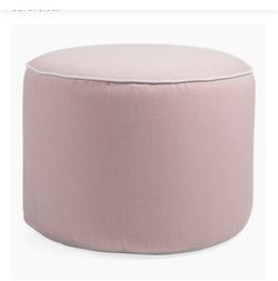 Round Pouf, Blush Pink/White