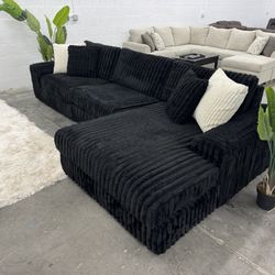 Free Delivery* Like New Black Corduroy Sectional Sofa! #SofaKingLV