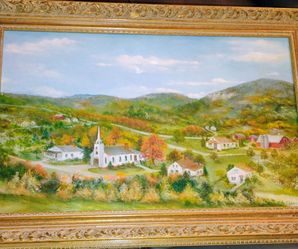 Antique Mid 20th- Century landscape oil painting