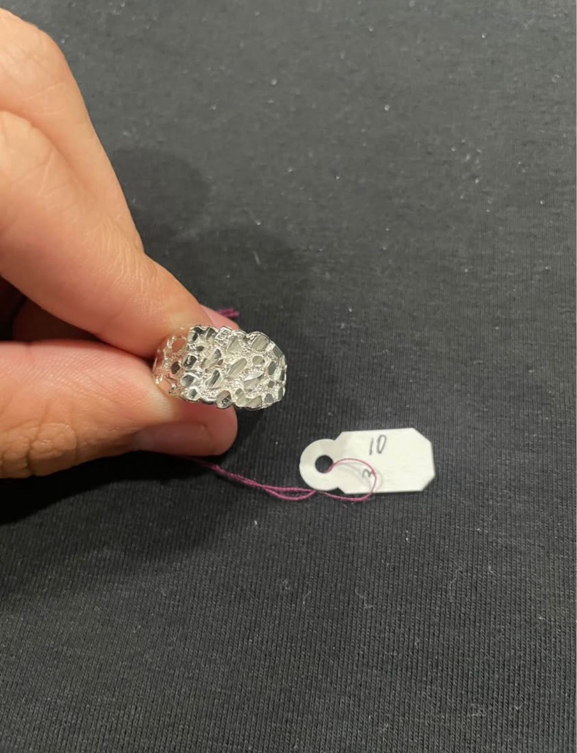 925 Silver Nugget Ring With Diamond Cut