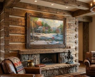 Signed Winter Landscape Cabin Painting on Canvas W. CHAPMAN ORIGINAL OIL CANVAS