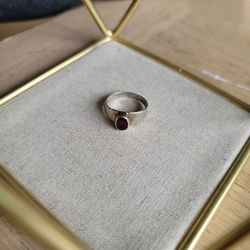 Red Gem Ring Genuine Silver (Ruby Or Watermelon Tourmaline)