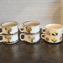 6 Vintage Soup Bowl Mugs