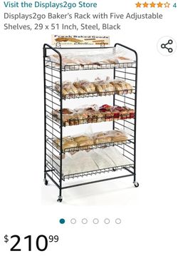 Displays2go Baker's Rack with Five Adjustable Shelves, 29 x 51 Inch