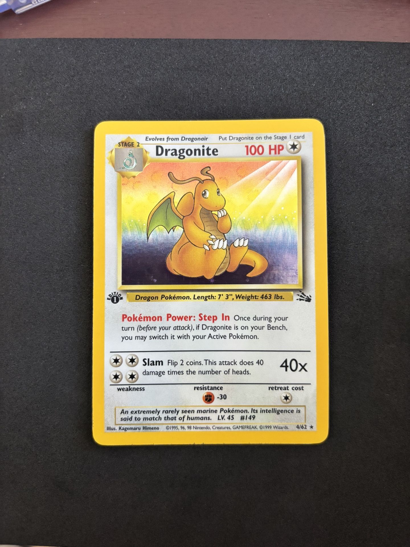 Pokemon Dragonite 1st Edition Holo Fossil LP
