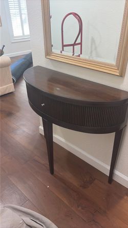 Dark Wood Demilune Console Table