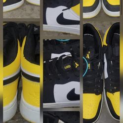 Size 9.5 Blk/white/yellow Jordan/Nike