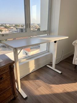 FLEXISPOT EC1 Professional 60” W x 24” D Motorized Standing Desk White + Under Desk Cable Management Tray