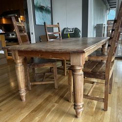 Beautiful Carved Wood Dining Table & Chairs