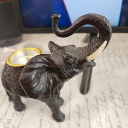 Elephant Tea Light Holder Black