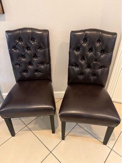 Faux Leather Tufted Accent Chairs (Set of 2)
