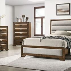 Brand New Brown & Grey 4pc Queen Bedroom Set (Available In Eastern King)