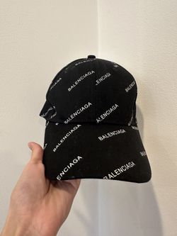 Balenciaga Black Baseball Cap Embroidered Logo Adjustable size Leather Strap