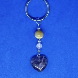 Natural charged Amethyst,Tiger Eye,Rose Quartz Keychain(known For: Protection,Healer,decision & $ Making, Help Love,remove Bad Energy,help Stress )