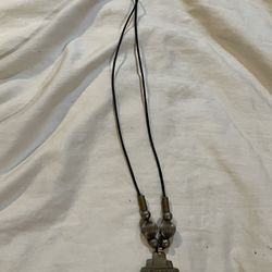 Black Cord Brass Ethnic Pendant Necklace
