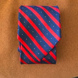 100% Silk Navy Blue and Red Chaps tie