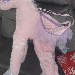 Pink Girls Unicorn Ride On Costume 
