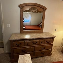 Wood Dresser With Mirror 