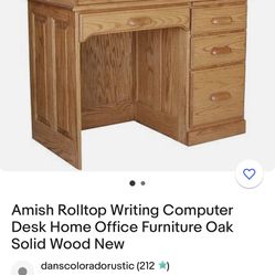 Roll Top Desk Amish Oak Craft 47inch