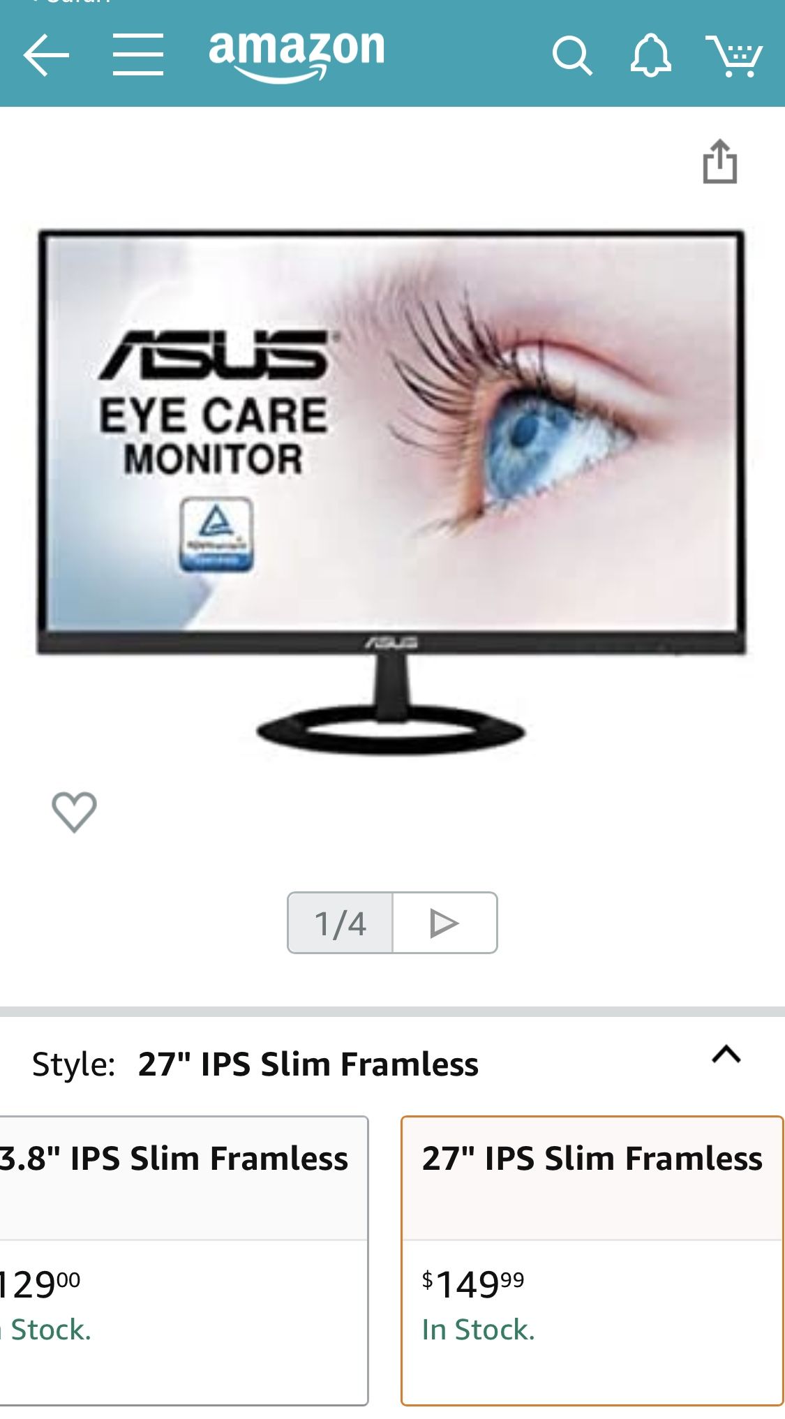 Asus 27” Black Monitor Excellent Condition
