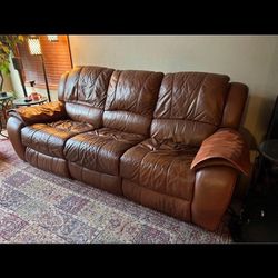 Brown Leather Reclining Couch 