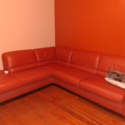 Orange Leather Sectional