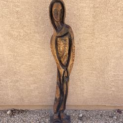 Abstract Expressionist Carved Wood Floor Sculpture , 1950s