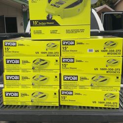 RYOBI 15 in. 3400 PSI Gas Pressure Washer Surface Cleaner with Caster Wheels