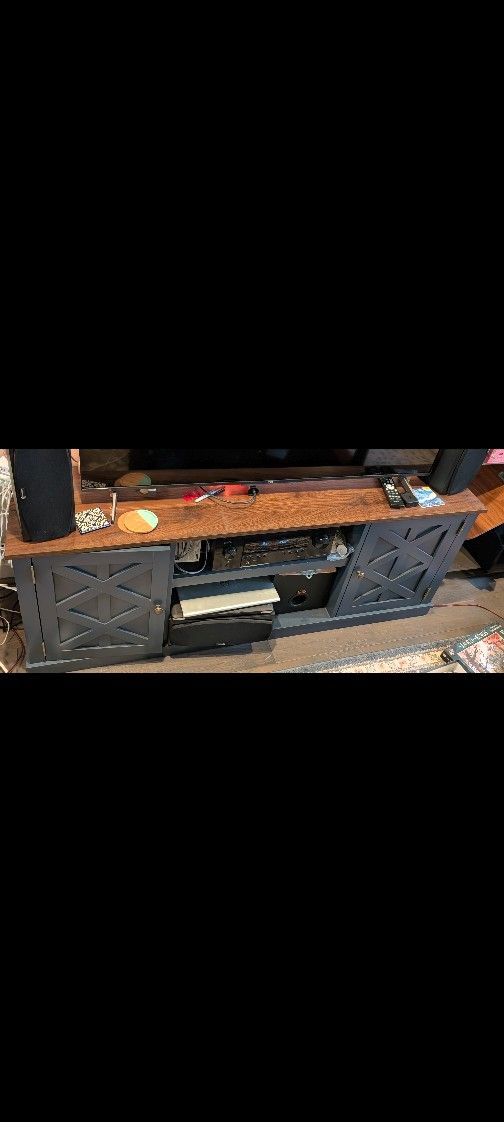 TV Stand In Walnut/Blue