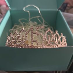 15 Anera, Quinceañera, Crown And Sash Ride Gold
