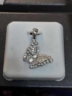 Sterling silver moissanite butterfly pendant