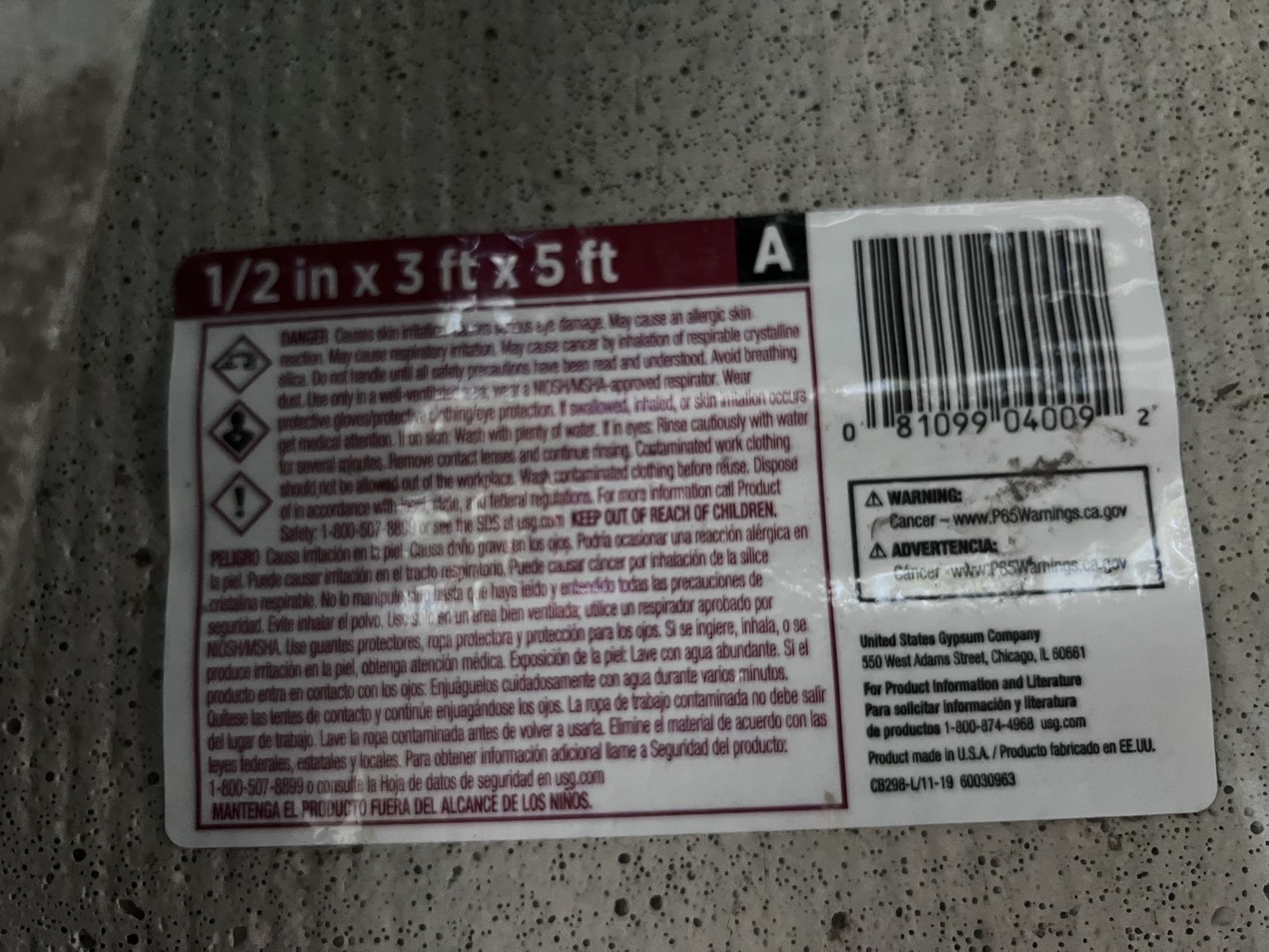 5 Sheets USG Durock Brand 1/2 in. x 3 ft. x 5 ft. Cement Board with EdgeGuard