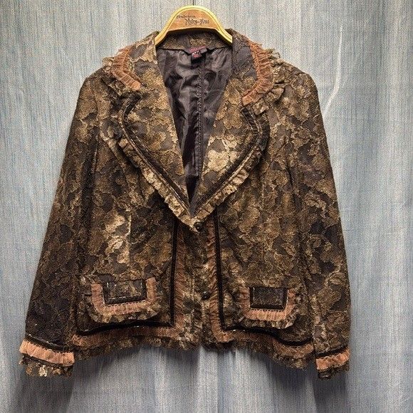 Simon Chang Elegant Brown Lace Jacket vintage size 14