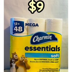 Charmin Essentials Toilet Paper 12 Mega rolls (2 soft & 1 Strong available‼️)